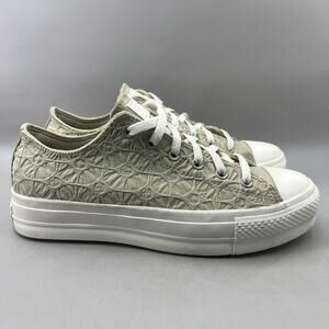 Converse All Star Lift Platform Low Shoes Women Size 9 Green White Sneakers NEW